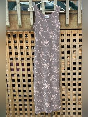 MBasics Gray Maxi Dress with Pale Pink Floral Print